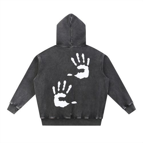 Acid Washed Hand Print Hoodie