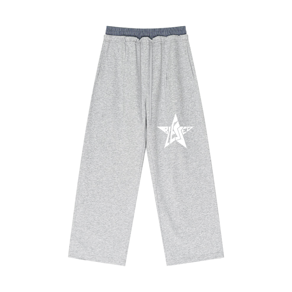 Plaid Contrast Blessed Sweatpants