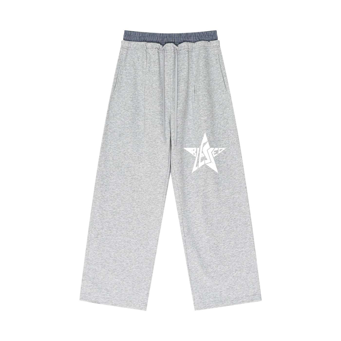 Plaid Contrast Blessed Sweatpants