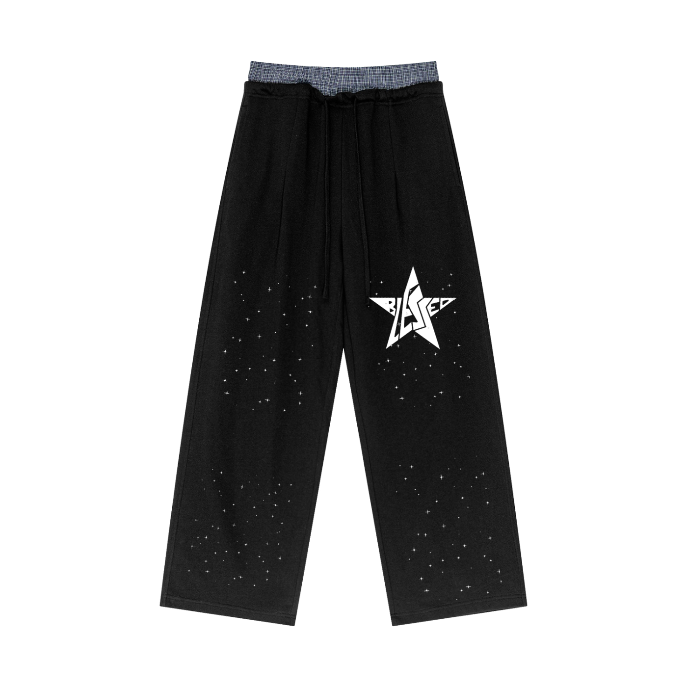 Plaid Contrast Blessed Sweatpants