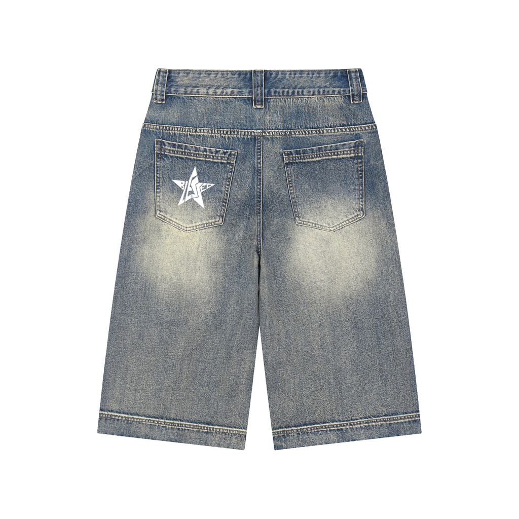 Wash Baggy Denim Shorts