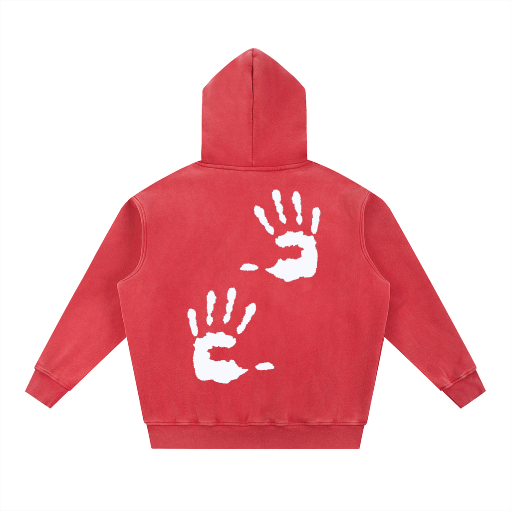 Acid Washed Hand Print Hoodie